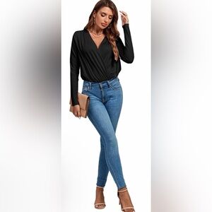 Black Long Sleeve Top and Blue Jeans Outfit